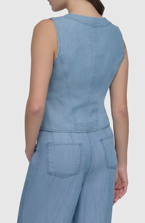 Shop Dkny Corset Vest In Light Chambray