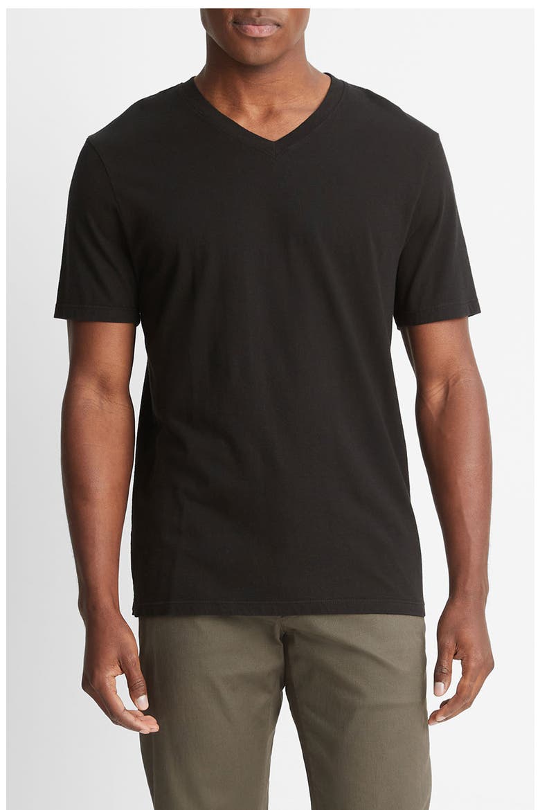 Regular Fit Garment Dyed V-Neck T-Shirt, Main, color, TRUE BLACK