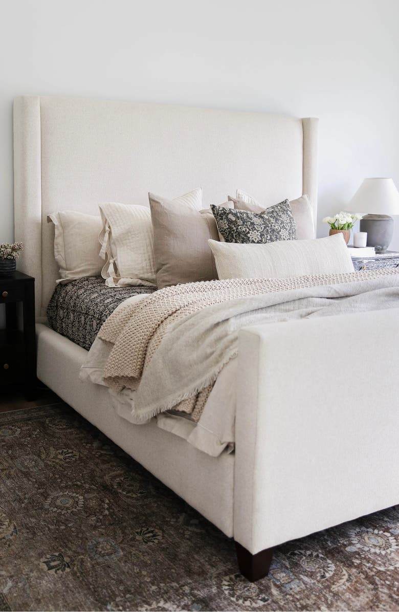 Linen & James Willow Deep Blue & Sage Floral Pillow Cover, Alternate, color, Slate Blue