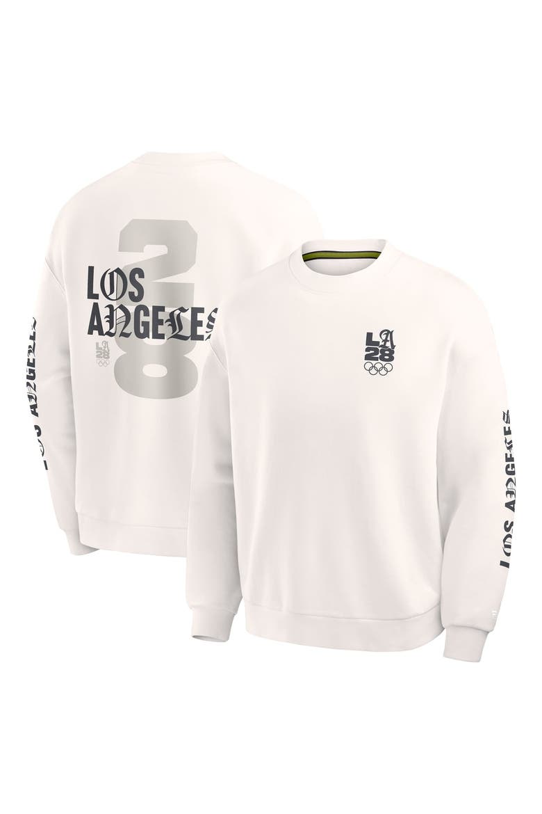 Men's Fanatics Cream LA28 Summer Olympics Oversized Type Play Multi Sweatshirt, Main, color, Cream