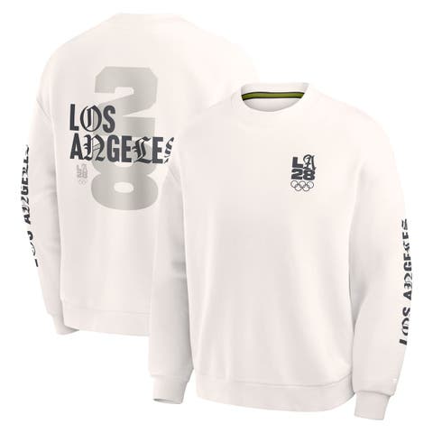 Men's Fanatics Cream LA28 Summer Olympics Oversized Type Play Multi Sweatshirt
