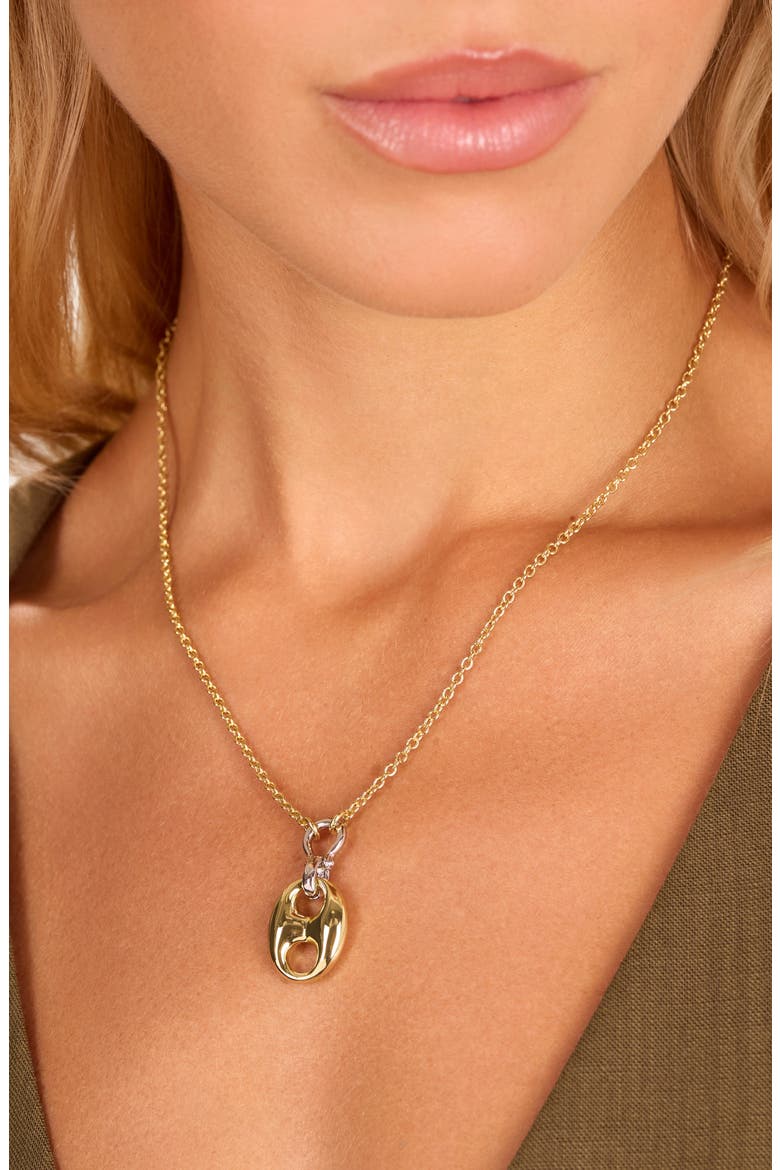 Horsebit Sculpted Pendant Necklace, Alternate, color, SILVER