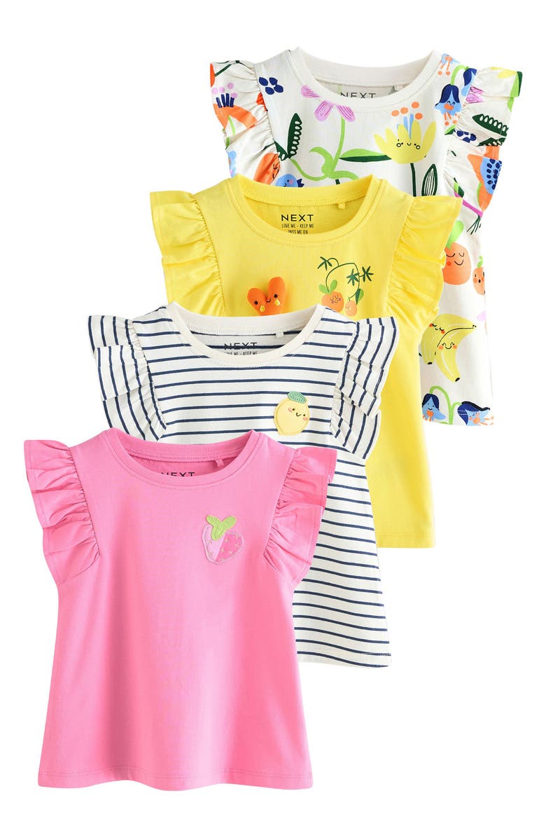 NEXT Kids' Floral Assorted 4-Pack Cotton Graphic T-Shirts, Main, color,