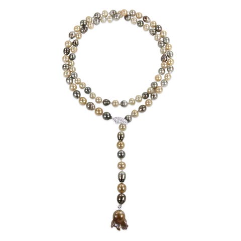 Cultured Multi Pearl Lariat Necklace