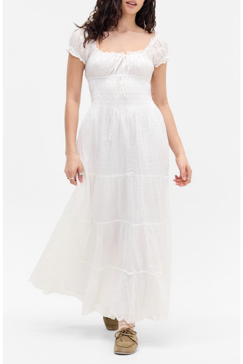 Sienna Smocked Cotton Maxi Dress, Main, color, WHITE