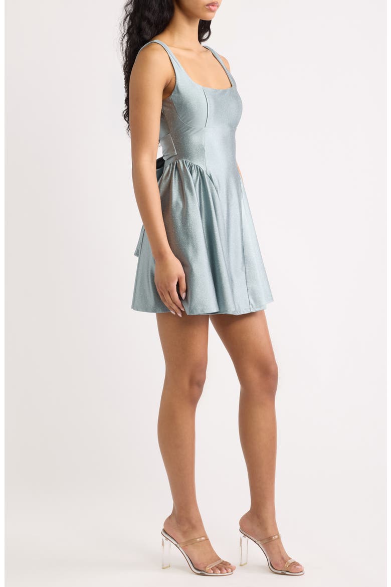 Glitter Sleeveless Satin Fit & Flare Dress, Alternate, color, SLATE