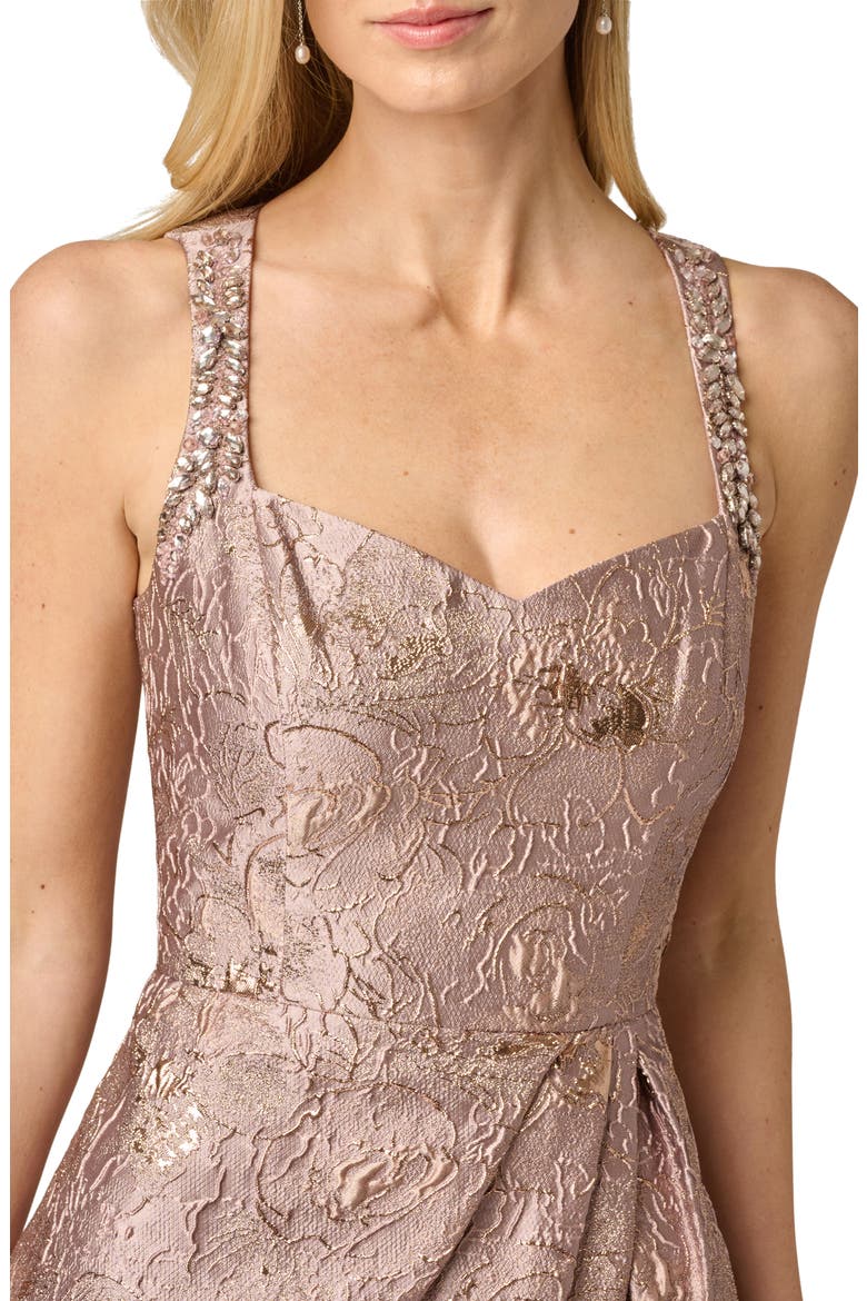 Metallic Jacquard Sleeveless Cocktail Dress, Alternate, color, CANDIED GINGER