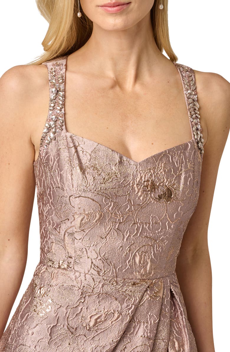 Adrianna Papell Metallic Jacquard Sleeveless Cocktail Dress, Alternate, color, Candied Ginger