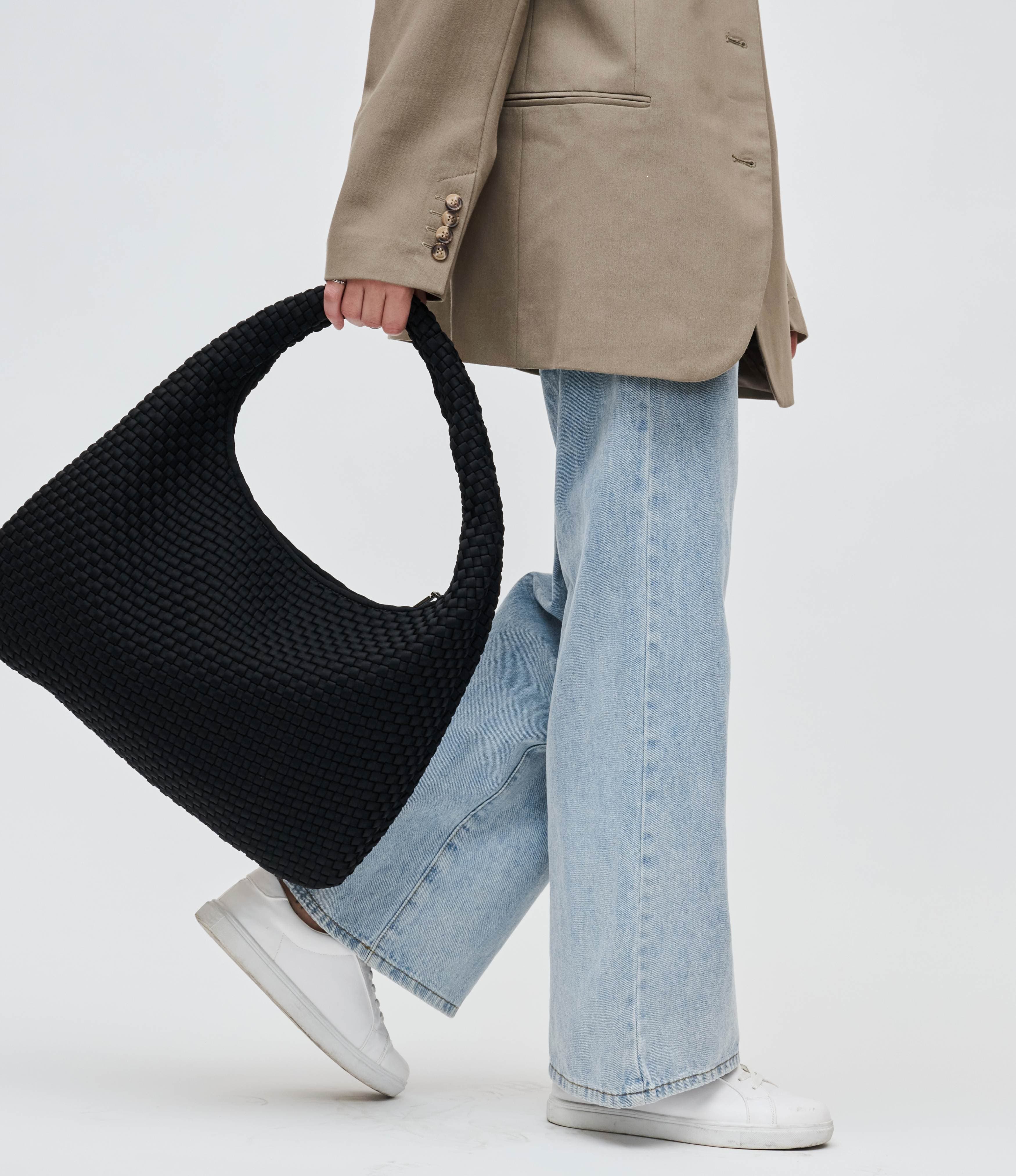 Sol and Selene Dare to Dream - Large Woven Neoprene Hobo Bag, Alternate, color, Black