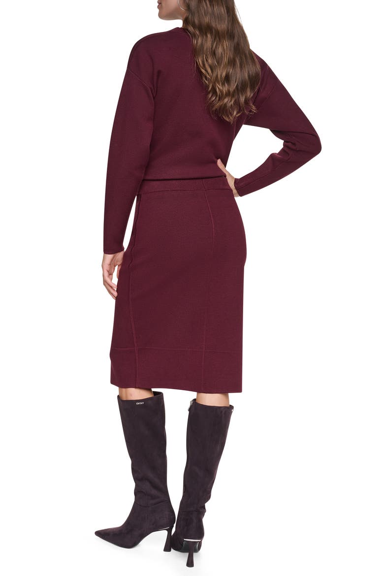 Zip Front Sweater Skirt, Alternate, color, CABERNET