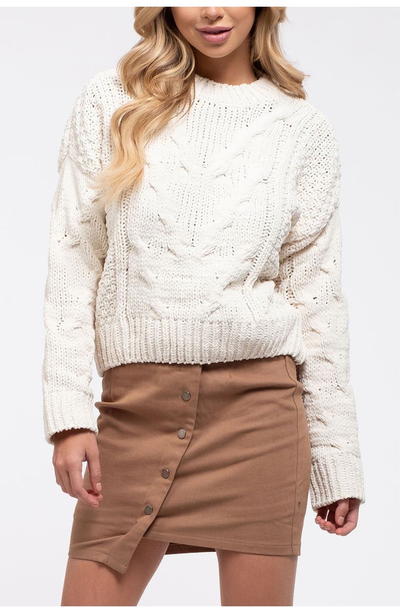 J.O.A. Boxy Cable Knit Sweater, Alternate, color,