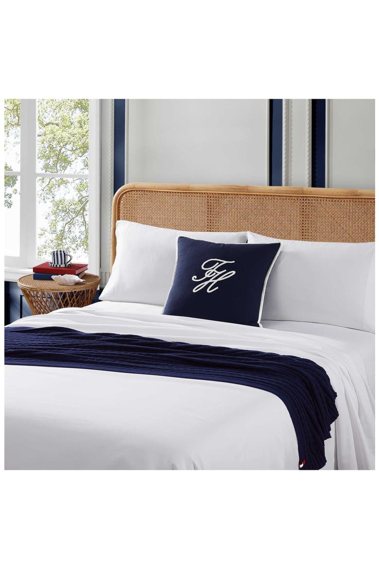 Swim Shop Monogram Cotton Accent Pillow, Alternate, color, CORE NAVY