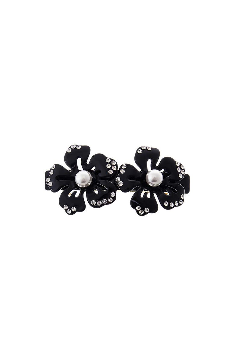 BY ADINA EDEN Black Double Cutout Flower Hair Barrette, Main, color, Black