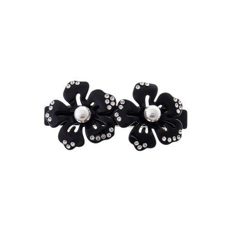 Black Double Cutout Flower Hair Barrette