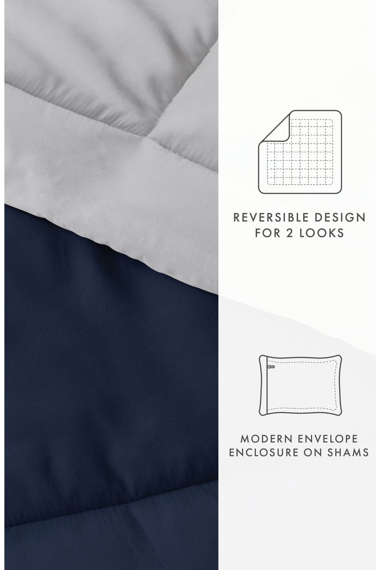 Premium Down Alternative Reversible Comforter Set, Alternate, color, NAVY & LIGHT GRAY
