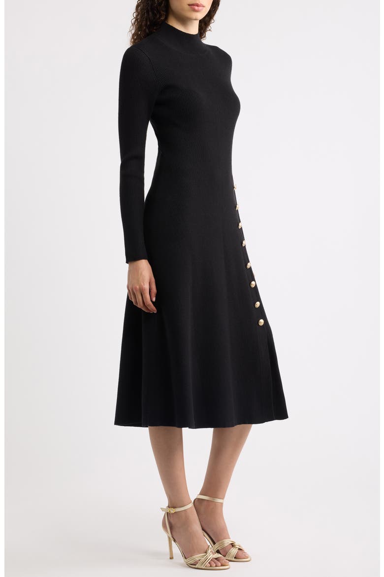 The Adhara Long Sleeve Sweater Dress, Alternate, color, NOIR