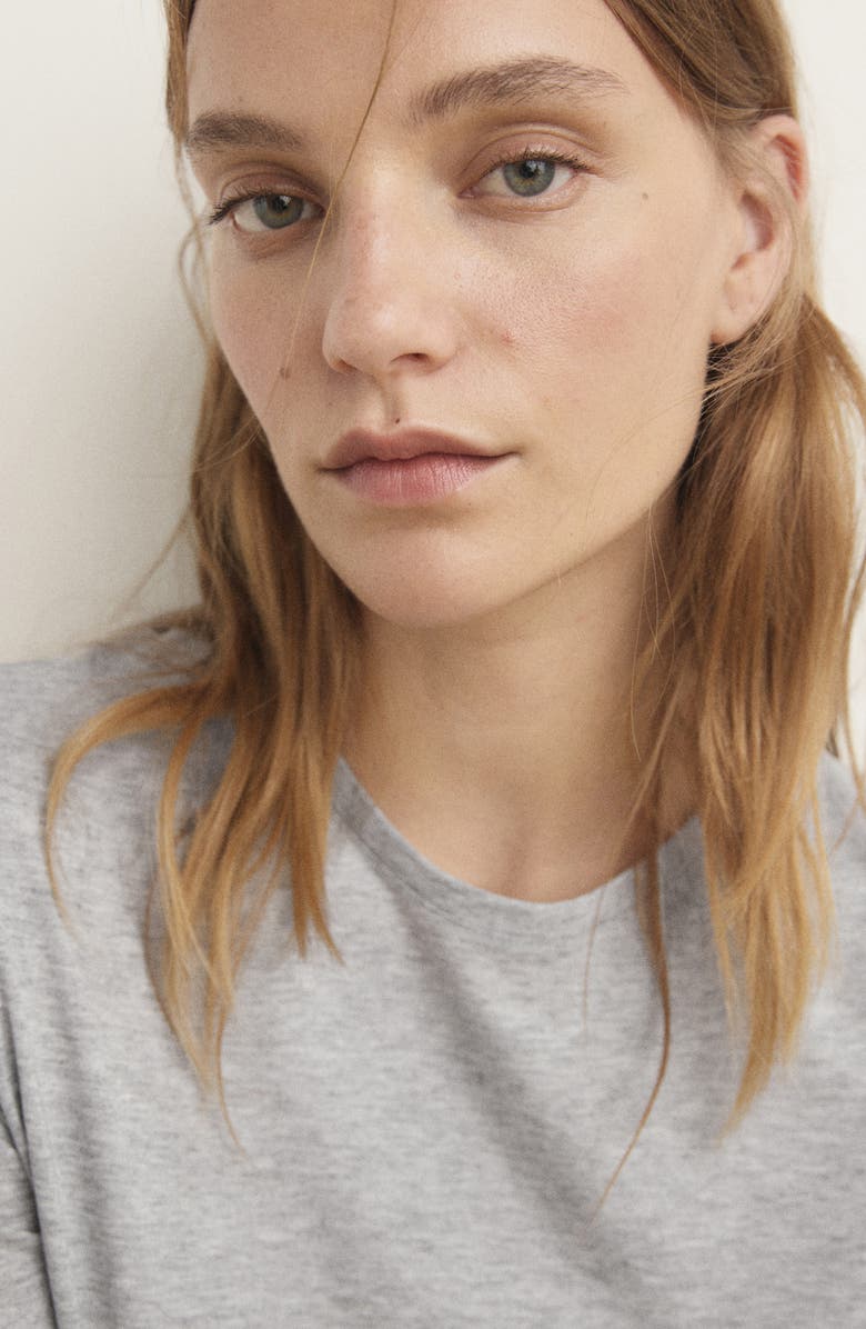 MANGO Long Sleeve Lyocell & Cotton Pajama T-Shirt, Alternate, color, Light/ Pastel Grey