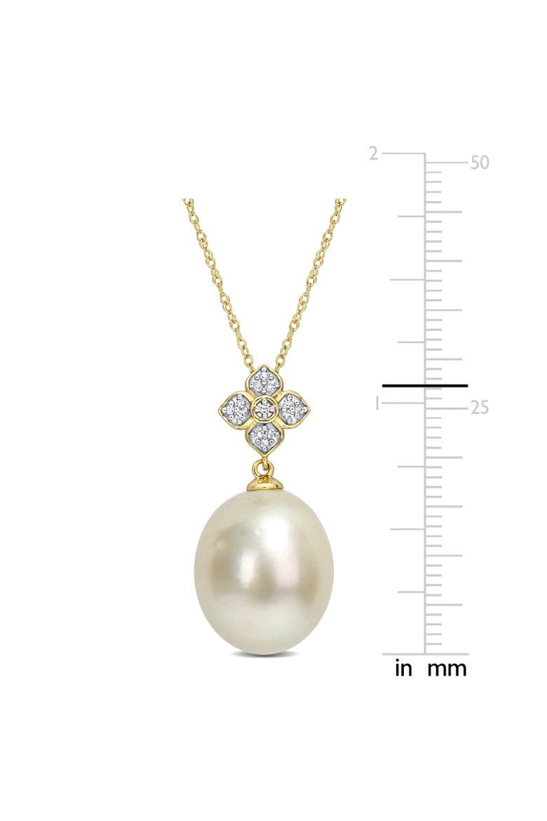 South Sea Pearl & Diamond Floral Necklace 10k, Alternate, color, Cultured South Sea Pearl