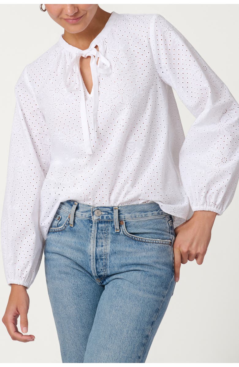 Shoshanna Classic Cotton Eylet Ollie Top, Main, color, Optic