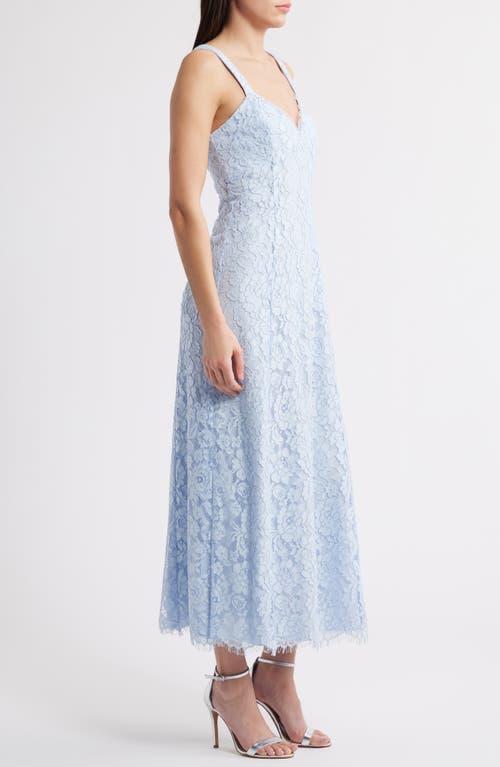 Shop Wayf Elysia Cotton Blend Lace Gown In Baby Blue