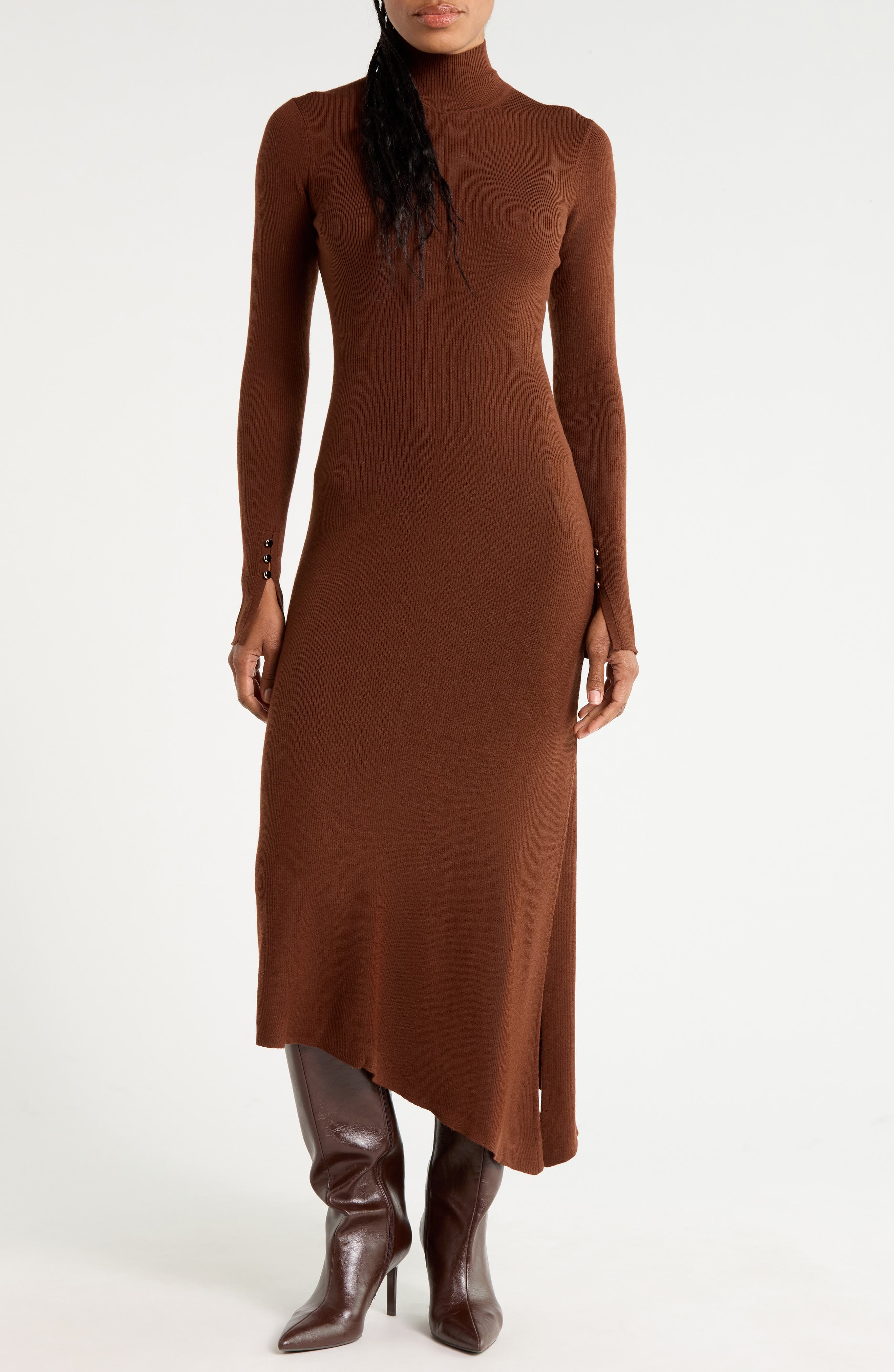 Jett Asymmetrical Merino Wool Blend Midi Dress