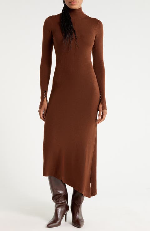 Jett Asymmetrical Merino Wool Blend Midi Dress