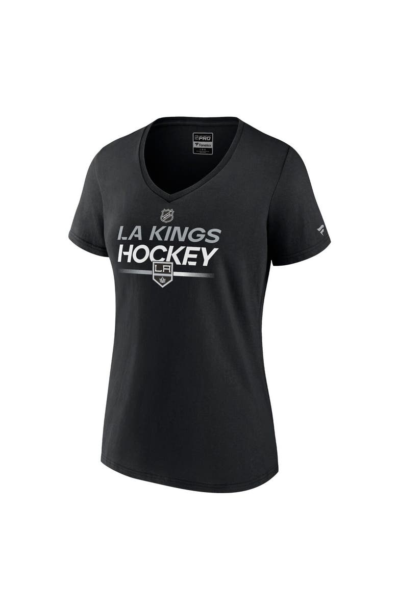 FANATICS Women's Fanatics Branded  Black Los Angeles Kings Authentic Pro V-Neck T-Shirt, Alternate, color, 