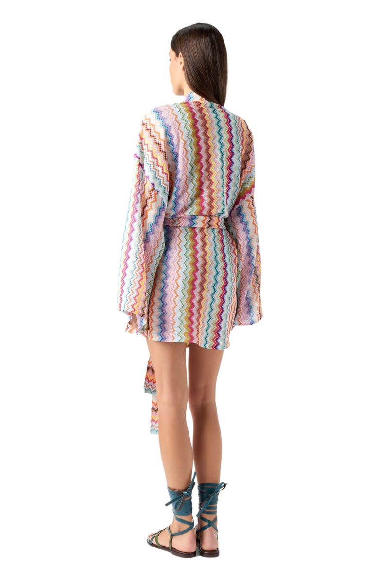 Missoni Short Kimono Cover-up In Lamé Viscose With Pixel-effect Zigzag Pattern, Alternate, color, Multicoloured