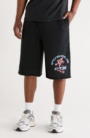 PURPLE BRAND Logo Graphic Relaxed Fit Cotton Shorts
