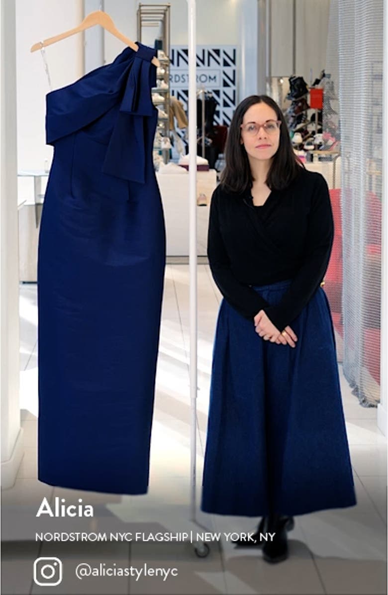 Bonnie One-Shoulder Mikado Sheath Gown, sales video thumbnail