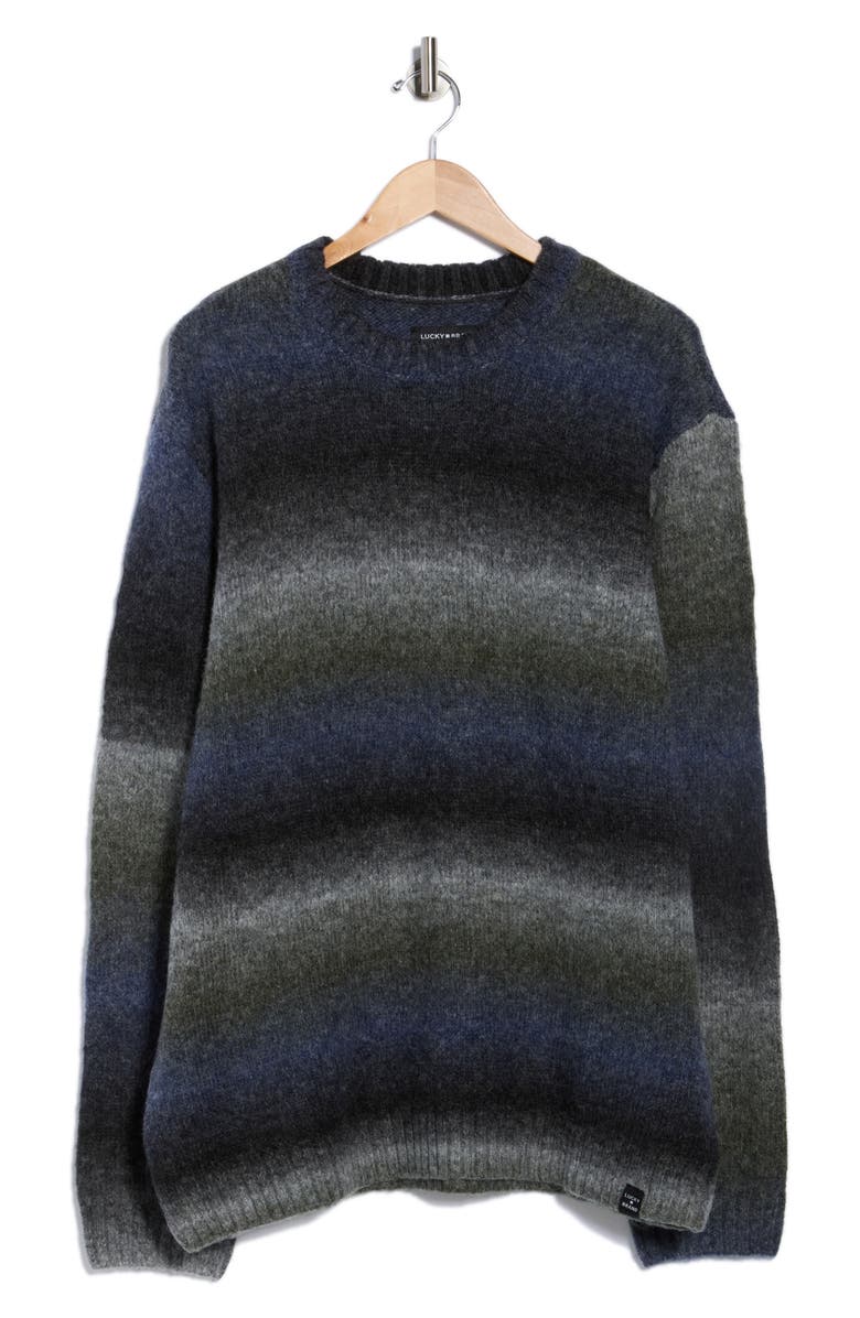 Lucky Brand Crewneck Ombré Sweater, Alternate, color, Grey/ Multi Stripe