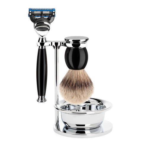 Sophist Black 4-Piece Silvertip Badger 
Fusion Razor Shaving Set