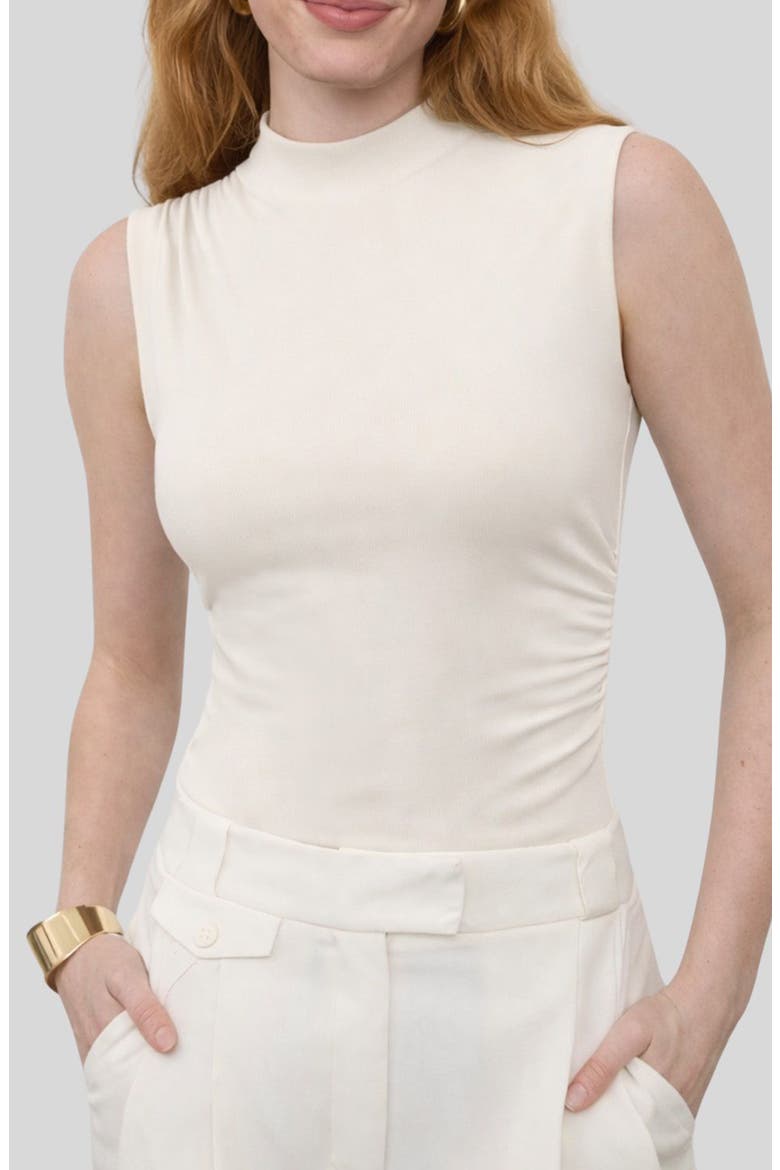 Side Cinched Mock Neck Top, Main, color, CREAM