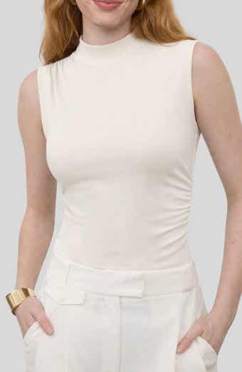 Side Cinched Mock Neck Top