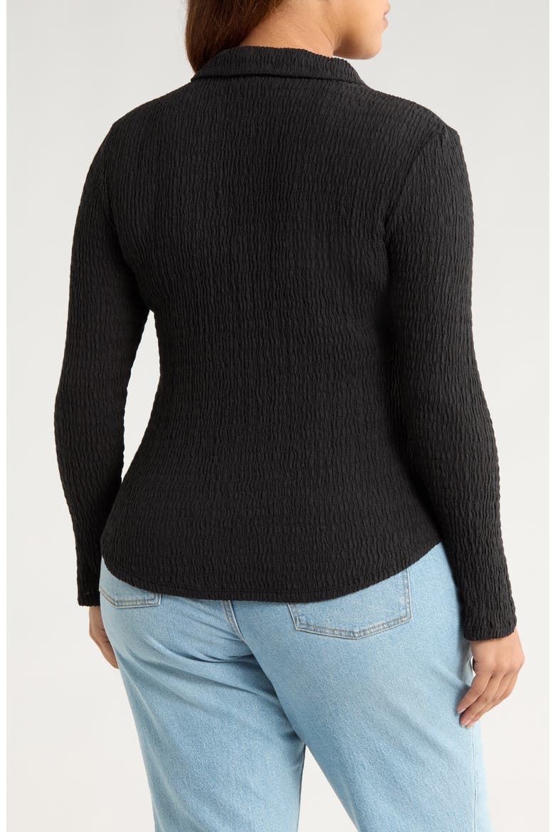 Dreamgirl Long Sleeve Textured Knit Shirt, Alternate, color, BLACK