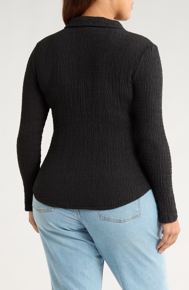 Sanctuary Dreamgirl Long Sleeve Textured Knit Shirt, Alternate, color, Black