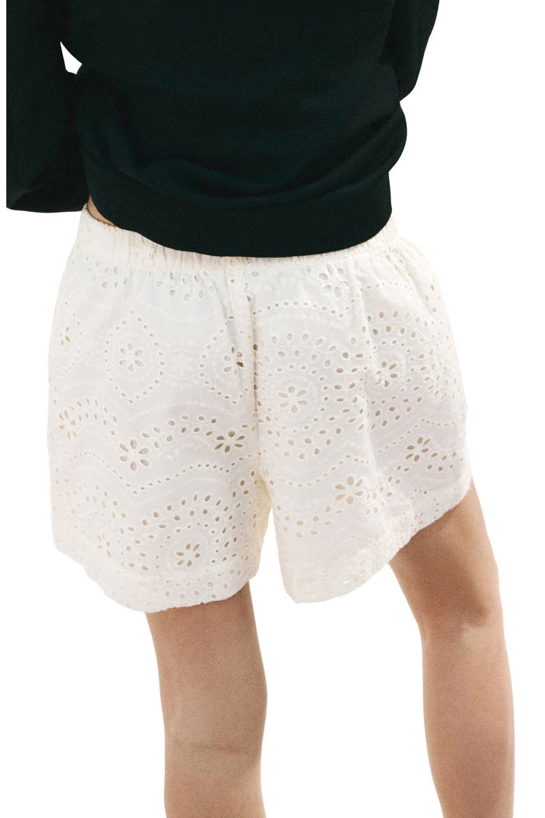 Broderie Anglaise Cotton Eyelet Shorts, Alternate, color, ECRU