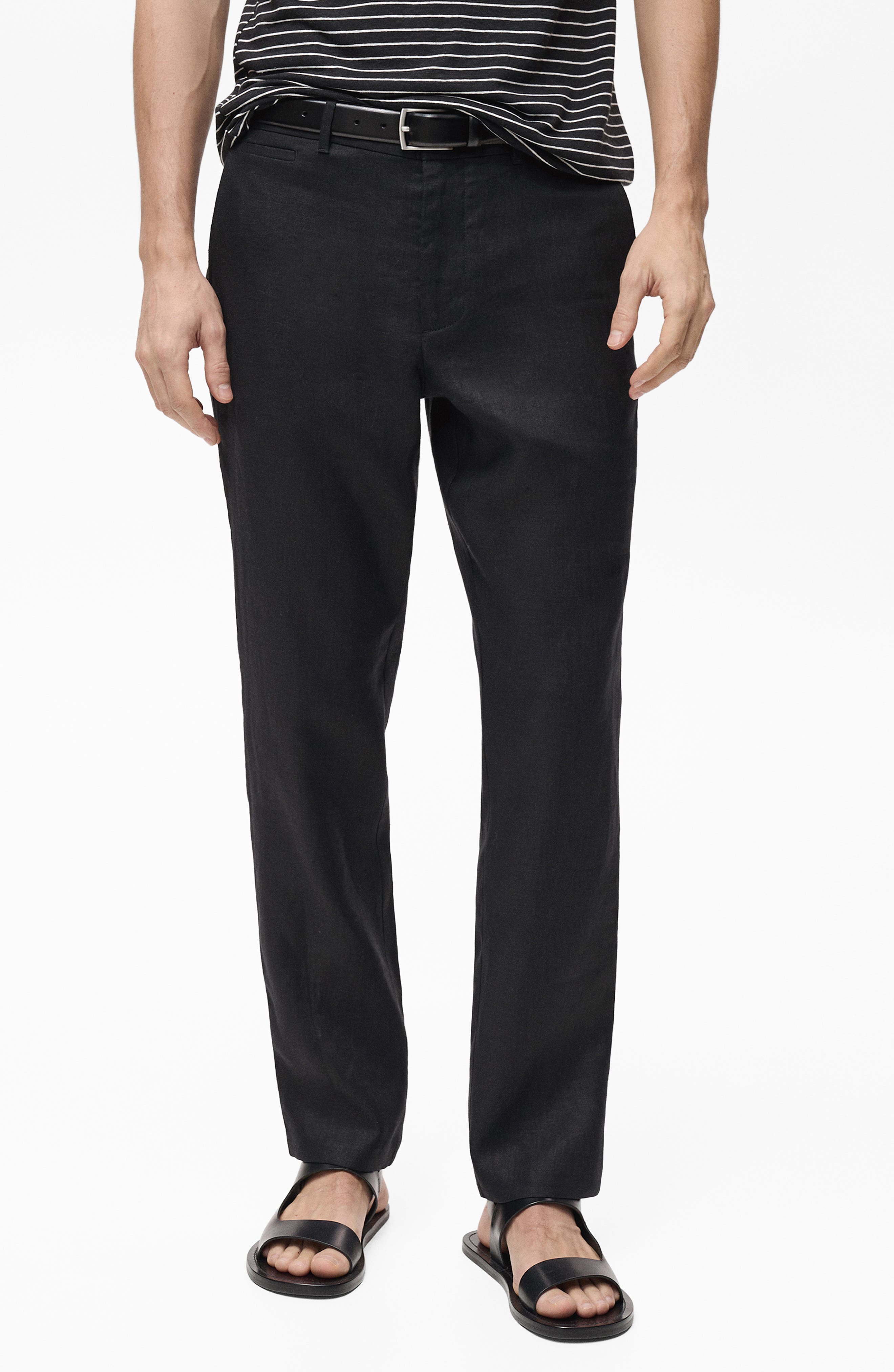 MANGO Slim Fit Linen Pants