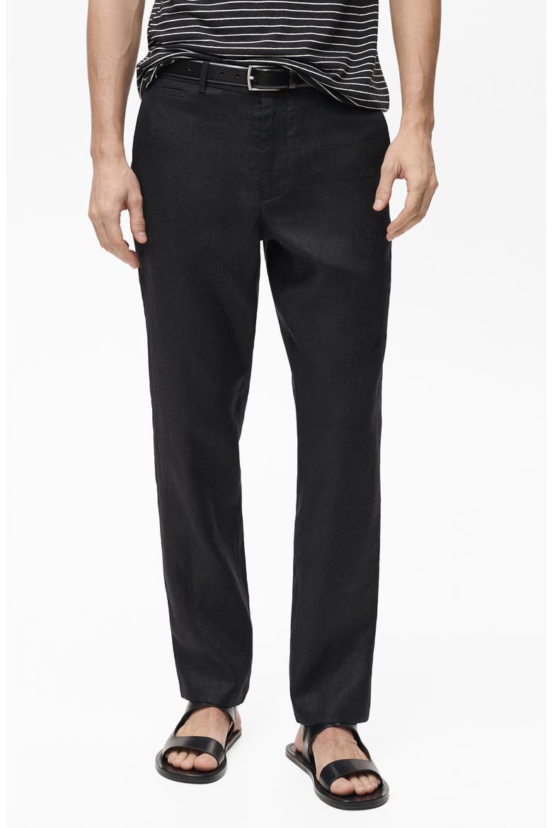 Slim Fit Linen Pants, Main, color, BLACK