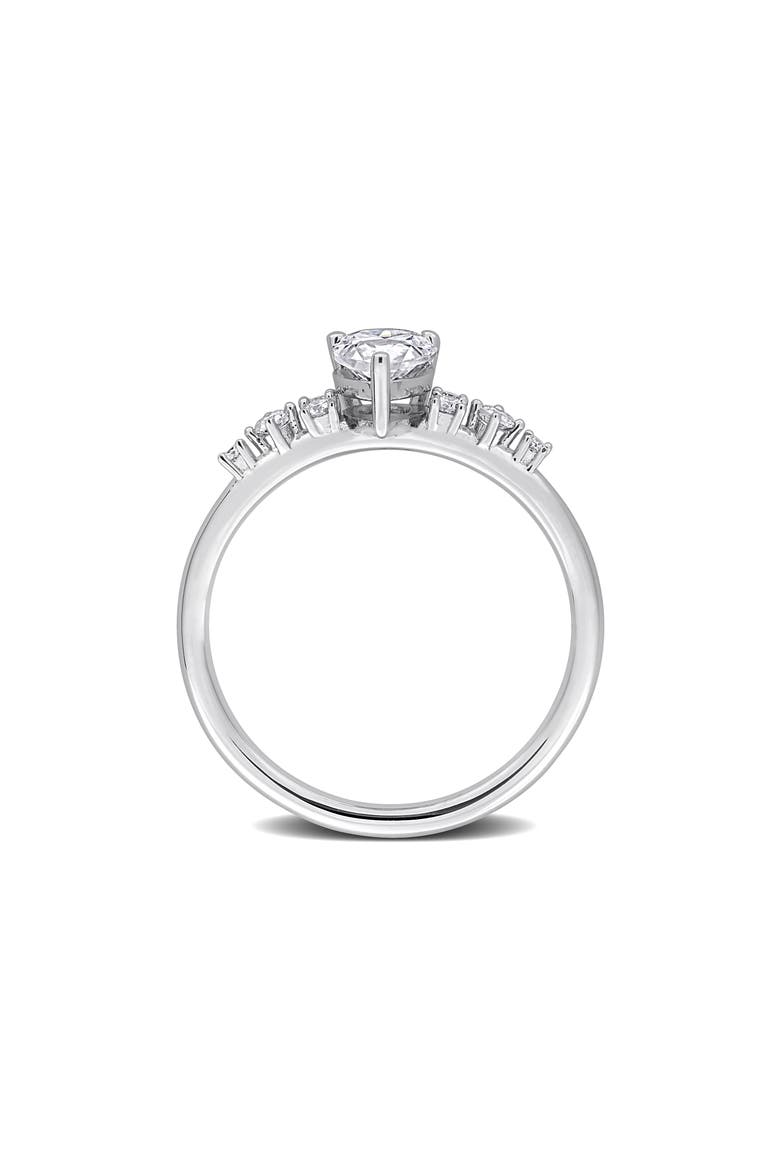 Pear and Round Moissanite Engagement Ring, Alternate, color, WHITE