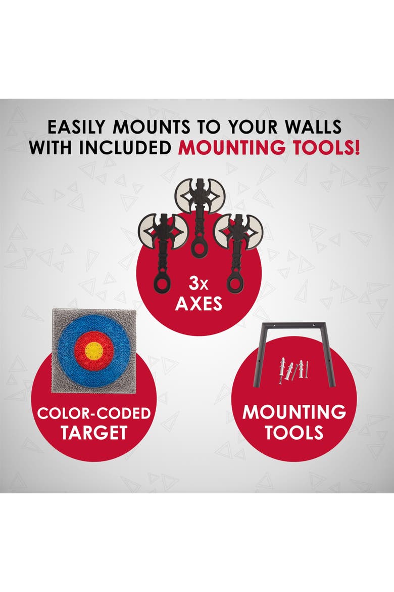 Wall-Mounted Axe Throwing Game, Indoor Foam Axe Set with Bristle Target & Mount Kit, Alternate, color, Multicolor