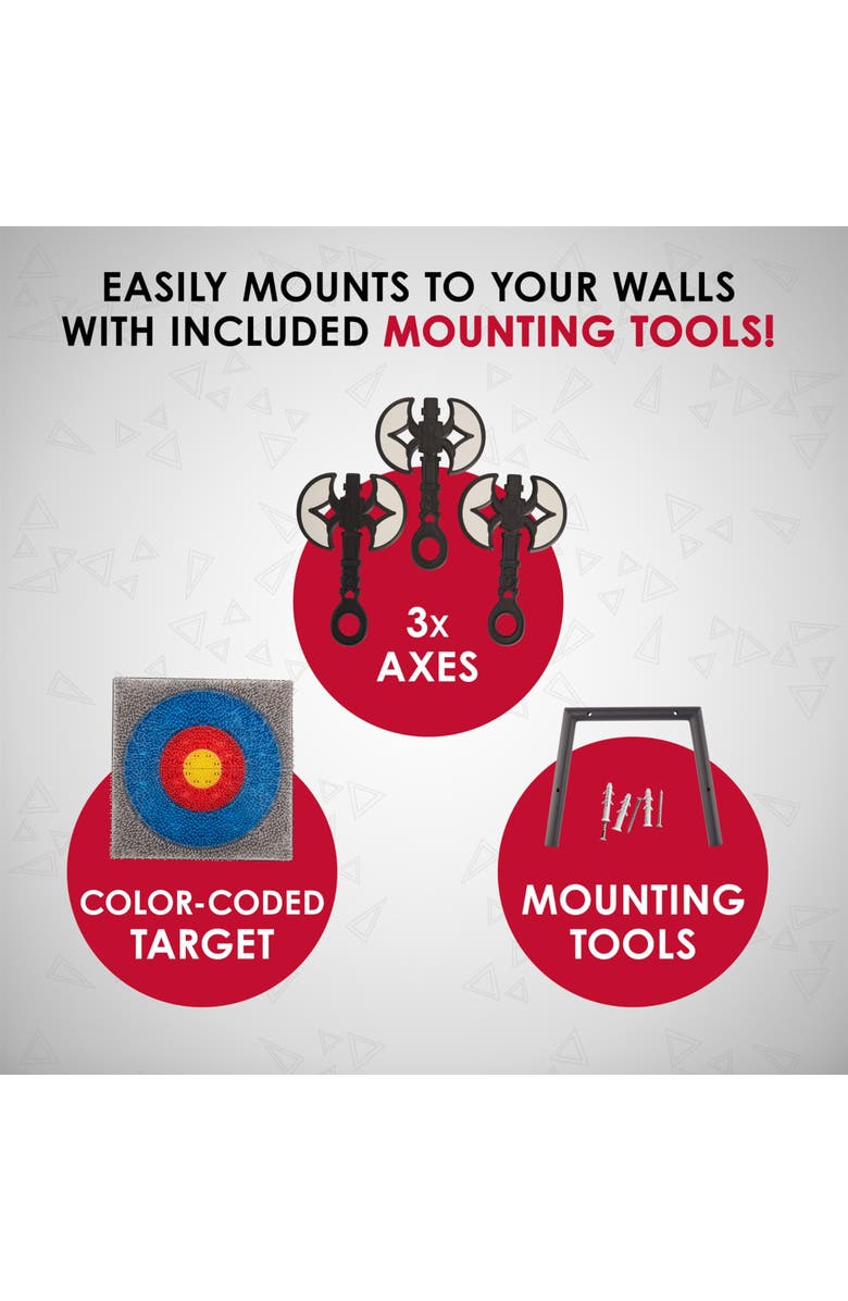 Jumbl Wall-Mounted Axe Throwing Game, Indoor Foam Axe Set with Bristle Target & Mount Kit, Alternate, color, Multicolor