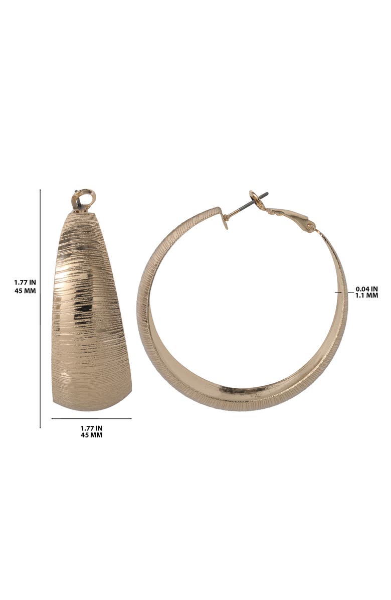 BCBG Generation Matte Textured Gold Hoop Earrings, Alternate, color, Gold