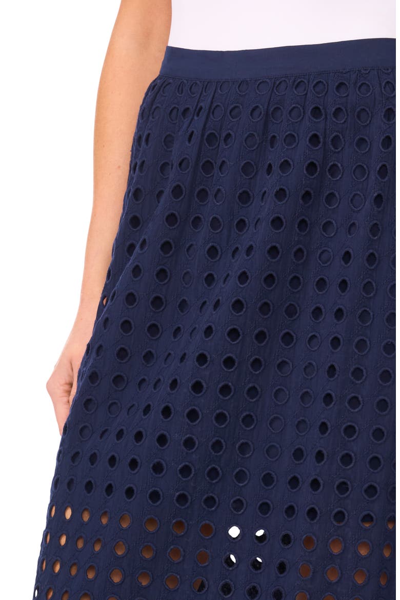 Eyelet Cotton Midi Skirt, Alternate, color, CLASSIC NAVY