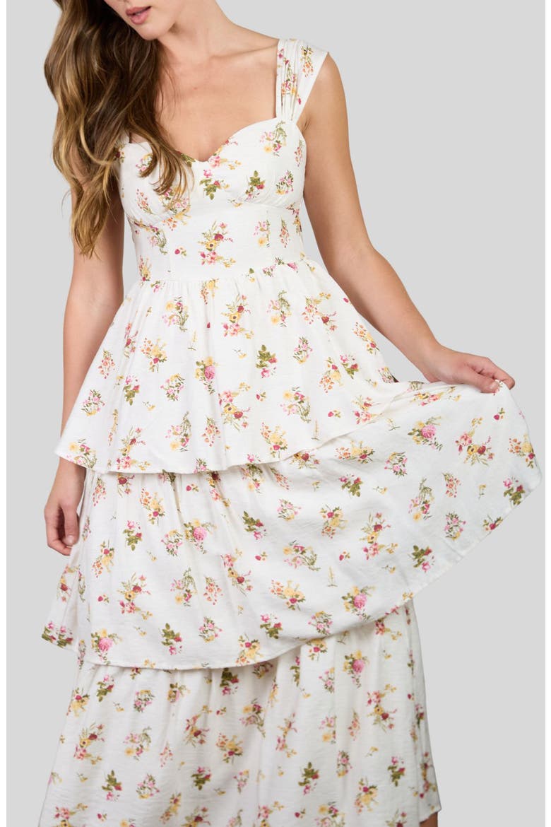 Floral Tiered Maxi Dress, Alternate, color, IVORY MULTI