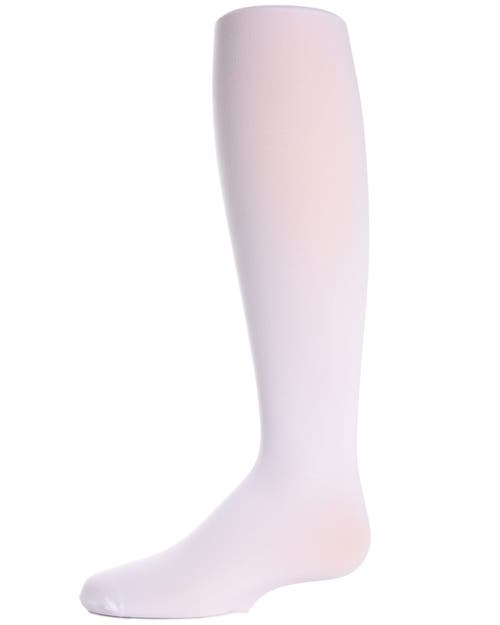 Memoi Big Kids Winter Opaque Nylon Tights In White