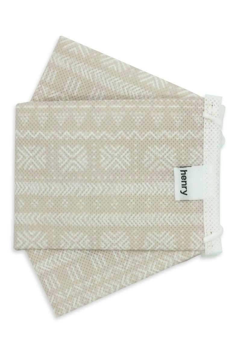 Adult Pleated Face Mask, Main, color, BEIGE MUDCLOTH