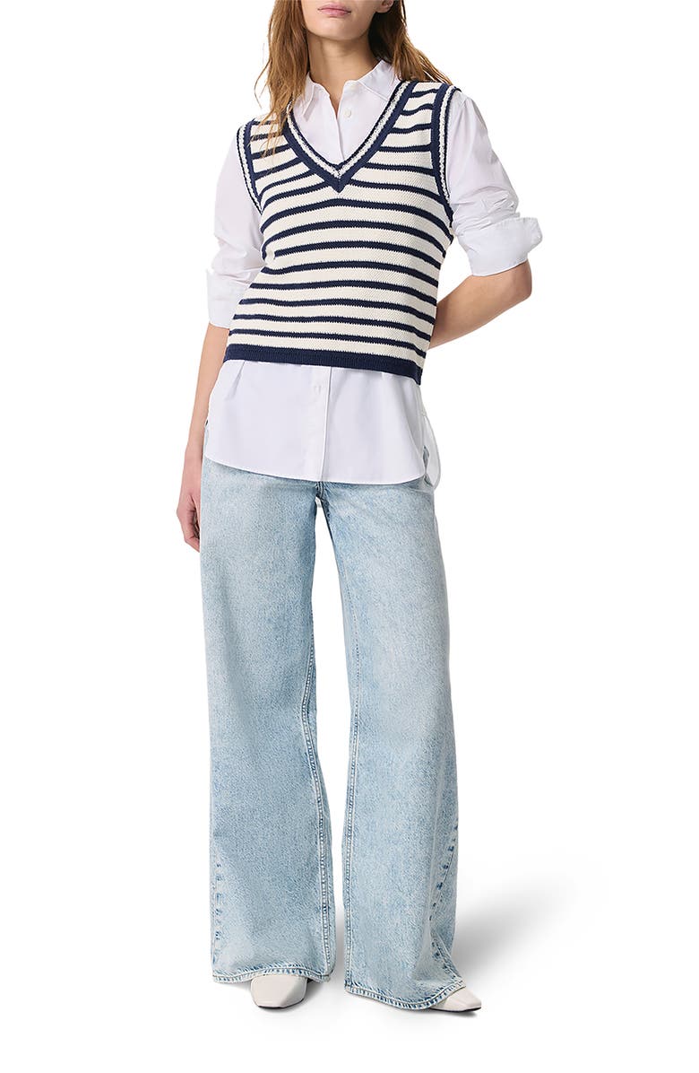 rag & bone Meghan Stripe Sweater Vest, Alternate, color, Ivory Multi