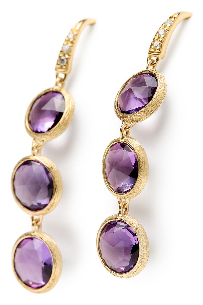 Jaipur Color Amethyst & Diamond Three-Drop Earrings, Alternate, color, GOLD