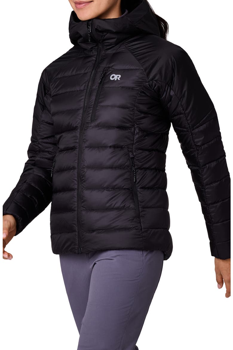 Helium Down Hoodie, Alternate, color, BLACK
